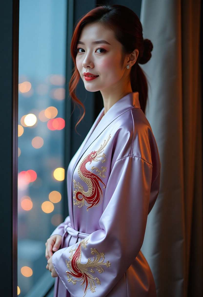 旗袍侧光下的暗纹